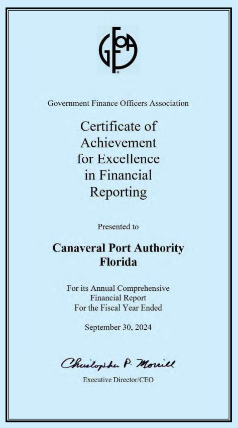 Certificate of Achievement for Excellence 2024, CPA