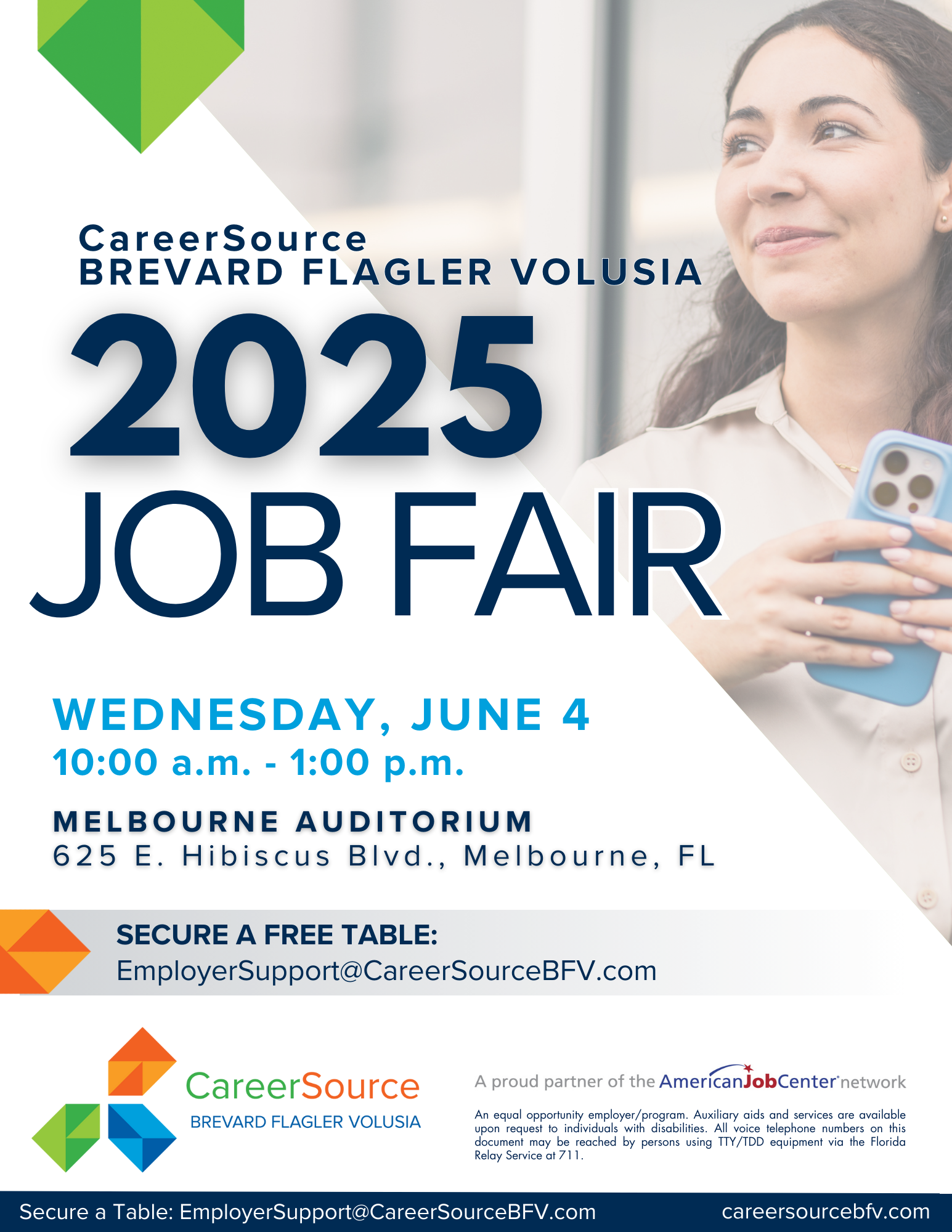 Flyer for 2025 Job Fair with CareerSource Brevard