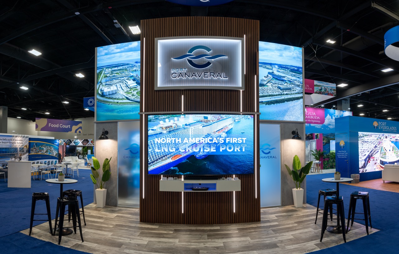 PortCanaveralsboothat2026SeatradeCruiseGlobalTVdisplaysNorthAmericasfirstLNGCruisePort