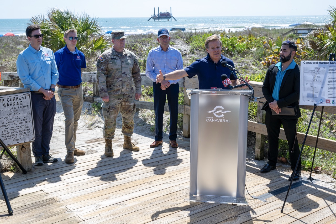 Photo of Sand Bypass Press Conference on March 20, 2025
